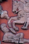 Upper façade relief, St. James the Moor Slayer, detail
