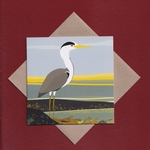 Heron in rockpool greetings card