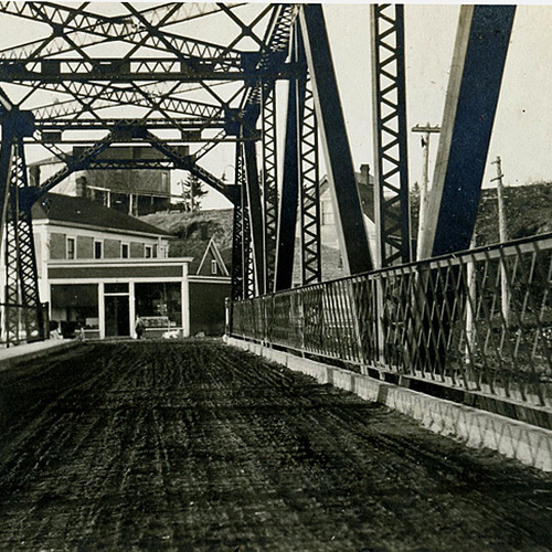 Early image and from a looking through perspective of the "new" Grand Falls Trestle Bridge, not officially opened at…