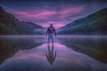 Sunrise at Upper Lake at Glendalough, County Wicklow, Ireland.