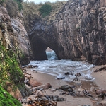 cave with the white water comming