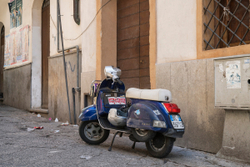 Trust - Blue Vespa scooter in Palermo, Sicily, Italy