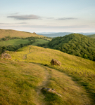 Gaer Stone and Helmeth Hill from Three Fingers Rock