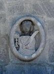 Santa Bárbara, façade gable, roundel relief, St. Barbara