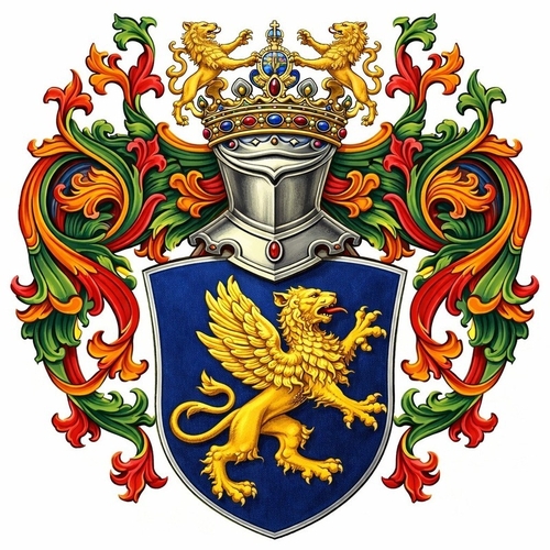 Family Coat of Arms for the Bauer Family - Photo Size: 8"x10", Price $55.00, Plus Shipping and Packaging shown above.