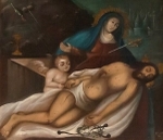 High altar, attic painting, Lamentation
