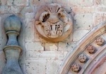 Roundel (left) & cornice finial