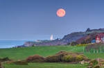 z3769 The Setting Moon at Dawn, overlooking St Catherine's Lighthouse