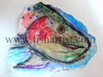 Cicada Caught Taupo Trout Watercolour.