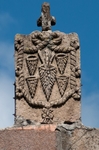 West atrial gate, central arch, exterior finial relief