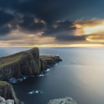 Neist Point Lighthouse, long exposure sunset