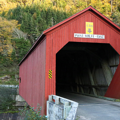 The Wolfe Point Covered Bridge lies within the boundaries of Fundy National Park in Albert County, New Brunswick.