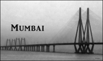 Mumbai harbour bridge bw