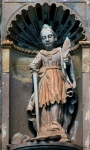 Santa Catarina, façade, second tier sculpture (left), St. Catherine