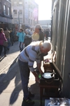 Brick Lane man playing record