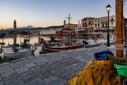 Dawn in Rethymno harbour , Crete.