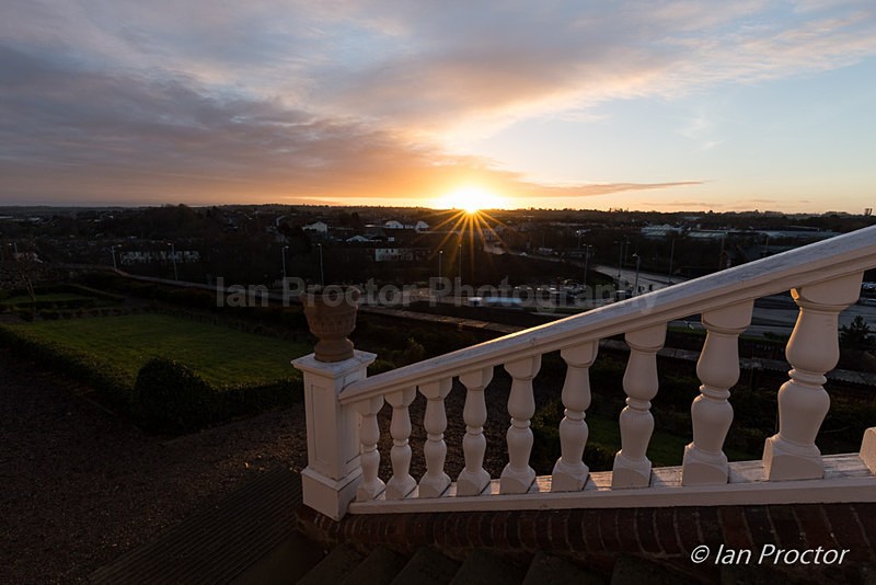 Castle Gardens overlooking Lisburn at sunrise - County Antrim