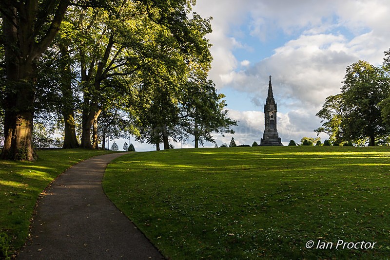 Curved pathway to Wallace Memorial, Castle Gardens, Lisburn. - County Antrim