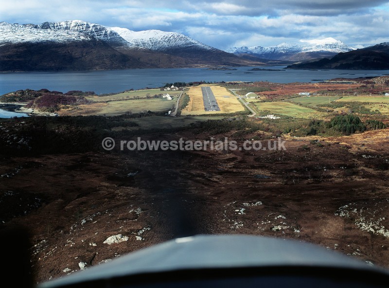 Cockpit view of an approach into Plockton airfield in Scotland