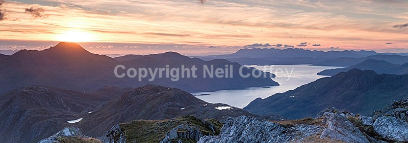 Ladhar Bheinn and Skye Cuillin from Sgurr Sgiath Airigh, Highland - Panoramic format