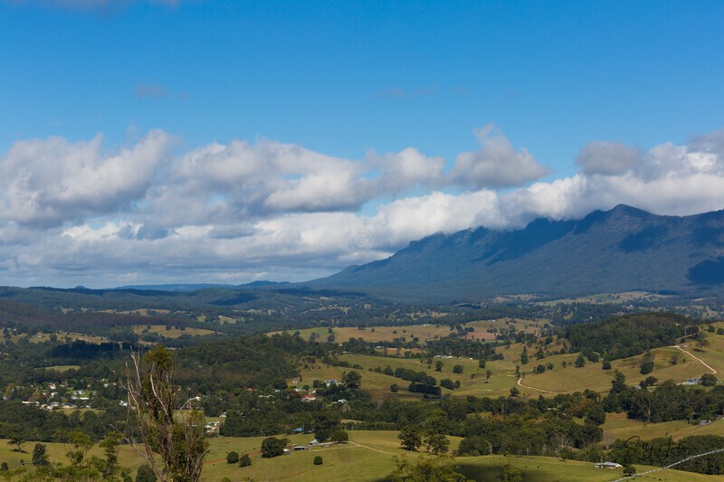Tyalgum Village from old tip site park 1 - Mt Warning