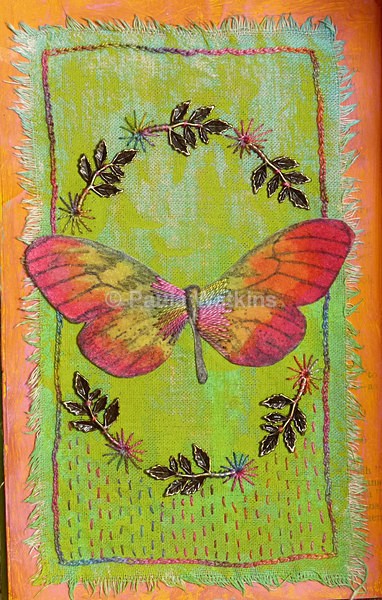 Painted, stamped and stitched. - Altered Books and Handmade Books