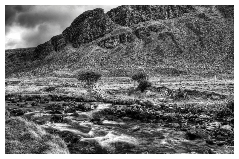 Mountain stream (black and white) - Kerry