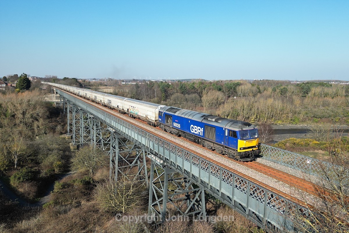 JL - 6.3.26 60026 6N87 Lynemouth - Tyne CT, Bedlington Viaduct - Latest shots