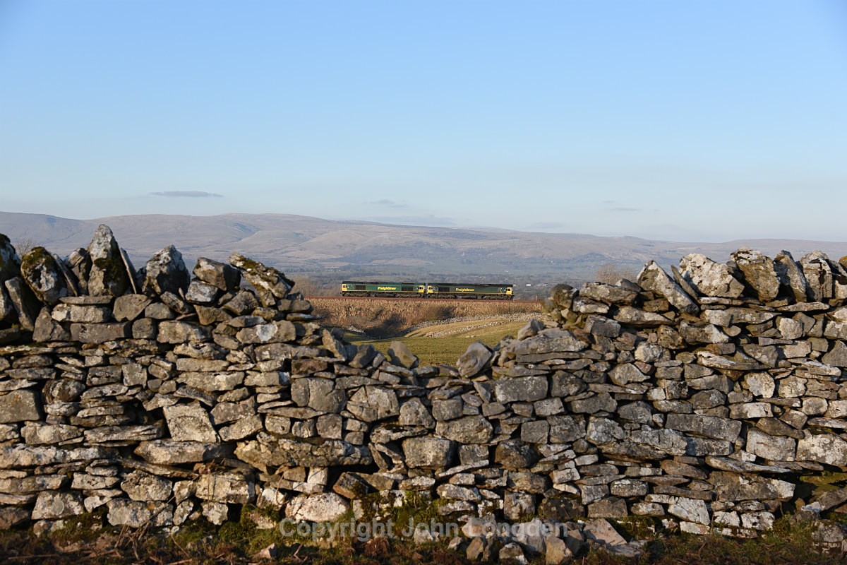 JL - 25.2.18 66599 & 66508 0E69 Carlisle Yard - Leeds Balm Rd, Waitby - Waitby
