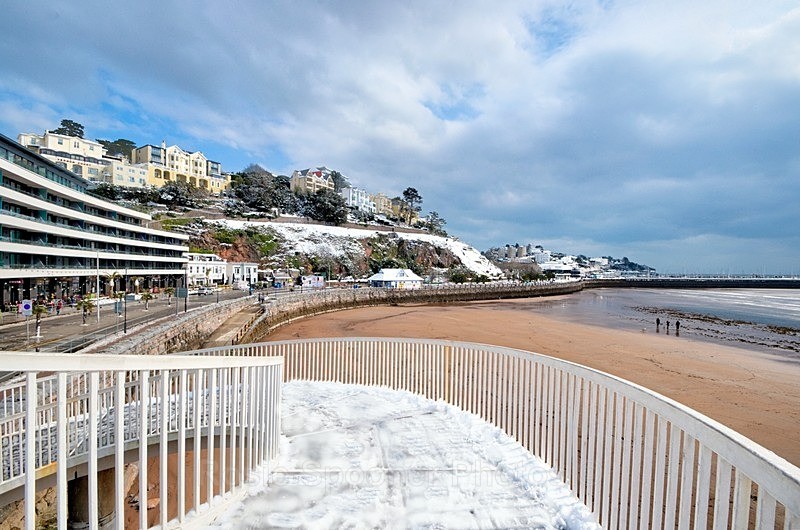The Bridge and Abbey Sands on a rare snowy day - Snowy Views