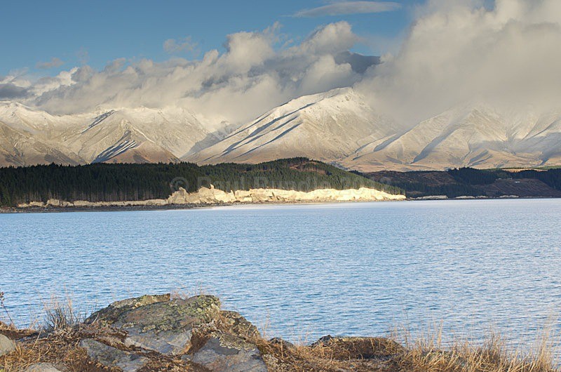 Clearing snow showers Lake Pukaki - New Zealand South Island