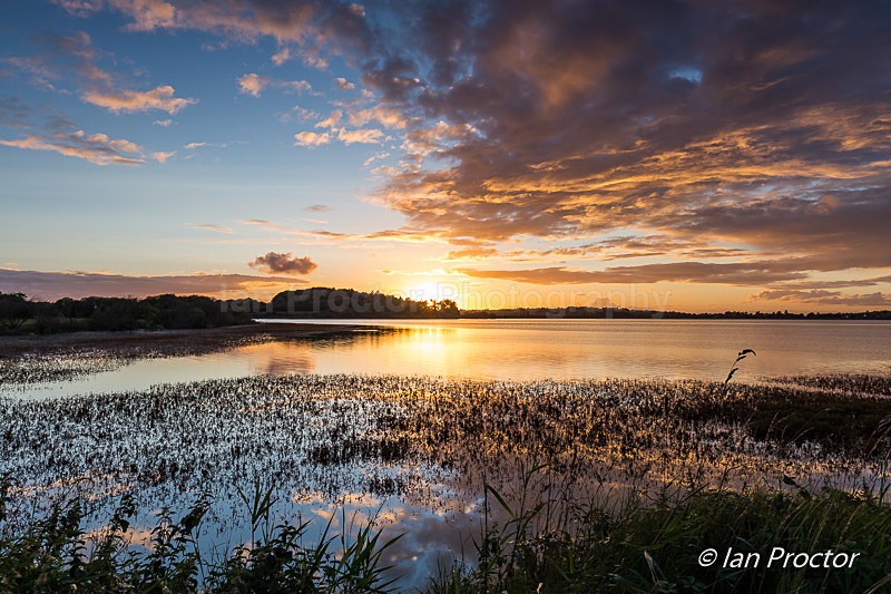 Lighting up the sky at sunset, Stoneyford Reservoir, County Antr - County Antrim