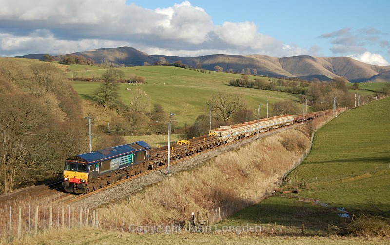 JL - 23.2.16 66425 6K05 Carlisle - Crewe, Beckhouses - West Coast Main Line (north to south)