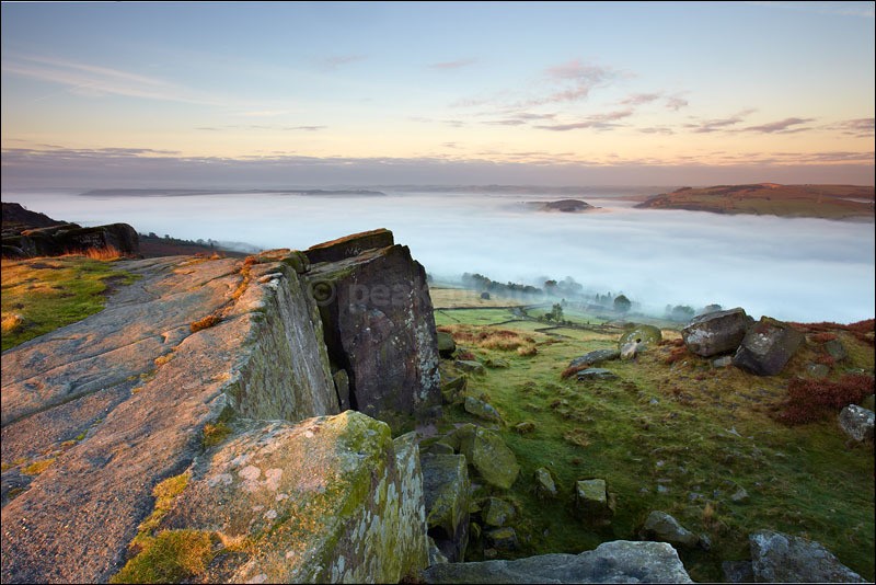 Curbar Edge - Overlooking Mist and Millstones - Peak District | Dark Peak