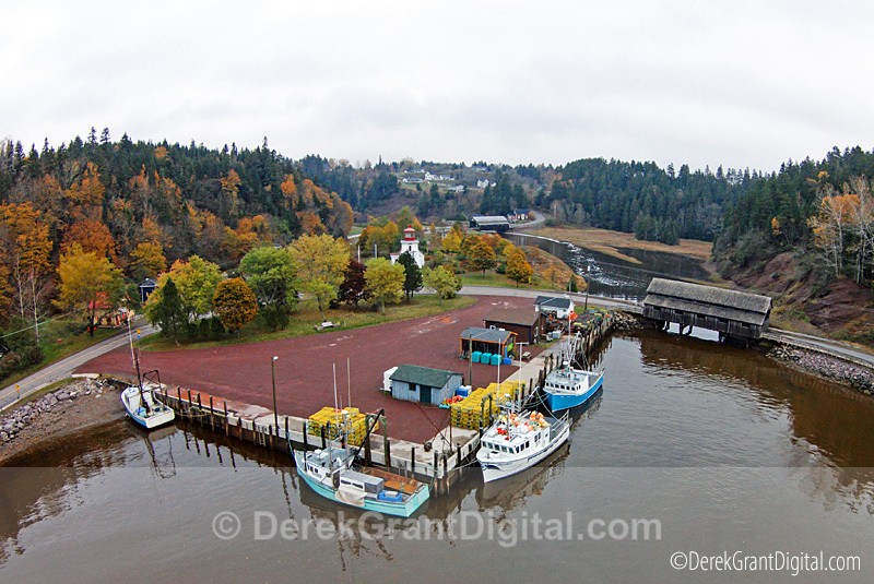 Aerial Panorama - St. Martins New Brunswick Canada - Fundy Postcards