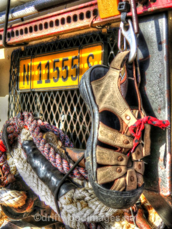 Namibia Walvis Bay desert IMG_0538 Sandal on front of truck HDR - High Dynamic Range pictures