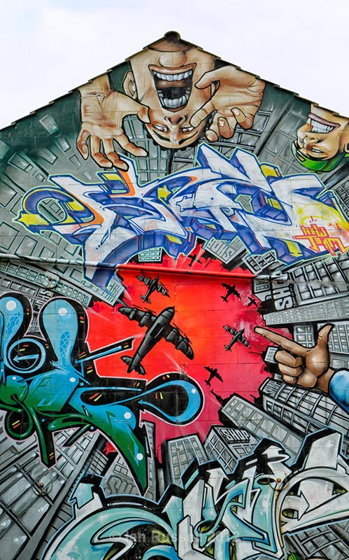 North Lanes Brighton Urban Art Graffiti 'Bomber Attack' - Brighton graffiti