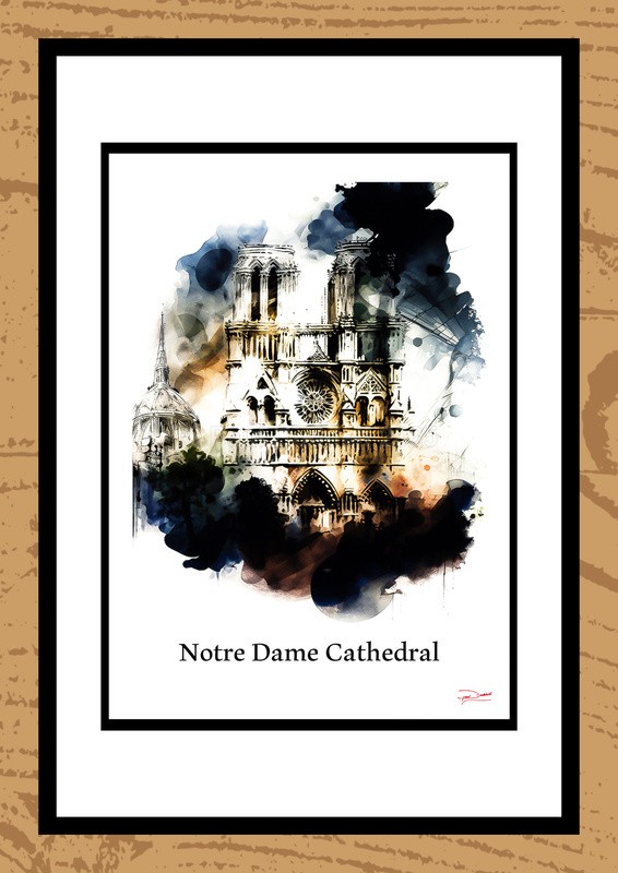 Notre Dame Cathedral Ink Paintings by Artist Paul Duddell