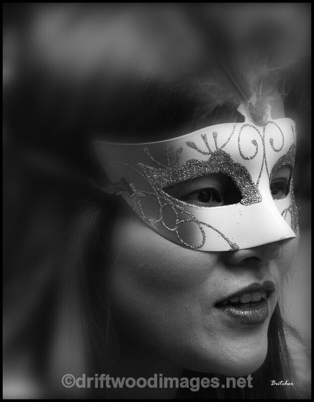China Shanghai Zhujiajiao Water Town girl wearing mask bw gaussian blu - China