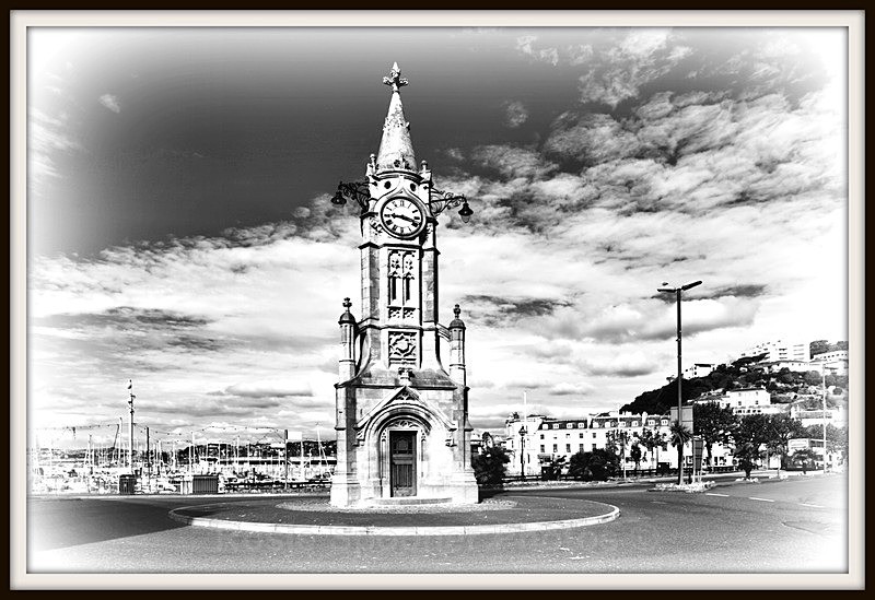 Torquay Clocktower in Black and White - Black and White