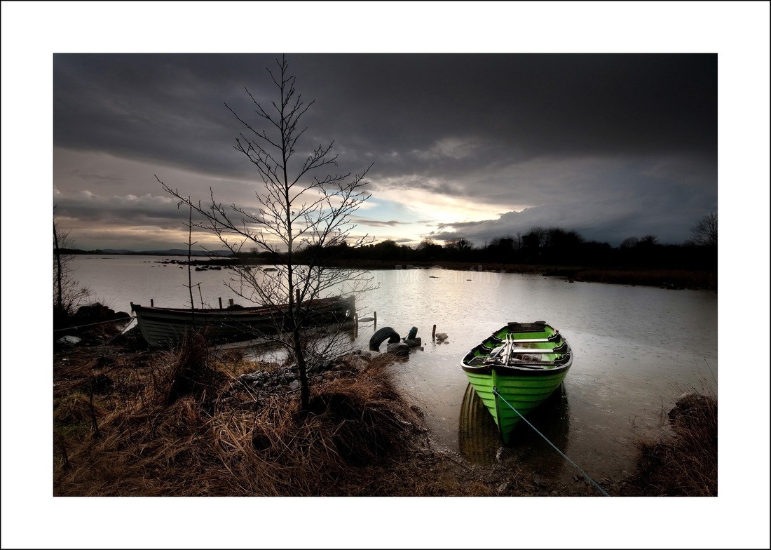 green boat lough corrib cropped large print - Lakes and Rivers