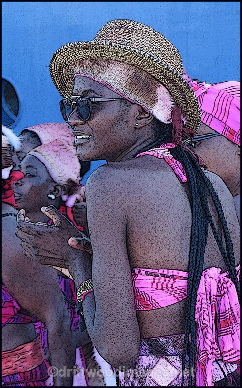 Namibia Walvis Bay port dancer by ship detail 2 poster edges - Namibia, Southern Africa