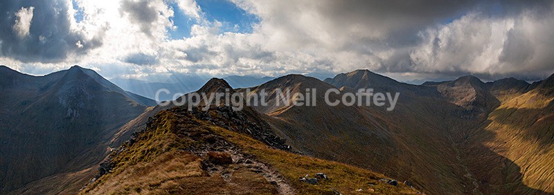 The Ring of Steall from An Gearanach, Mamores, Highland - Panoramic format