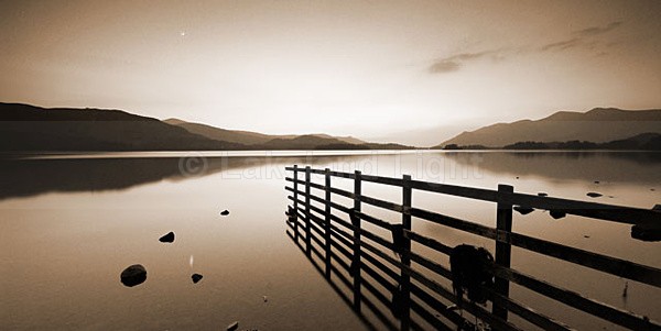 Derwentwater, moon - sepia - Monochrome