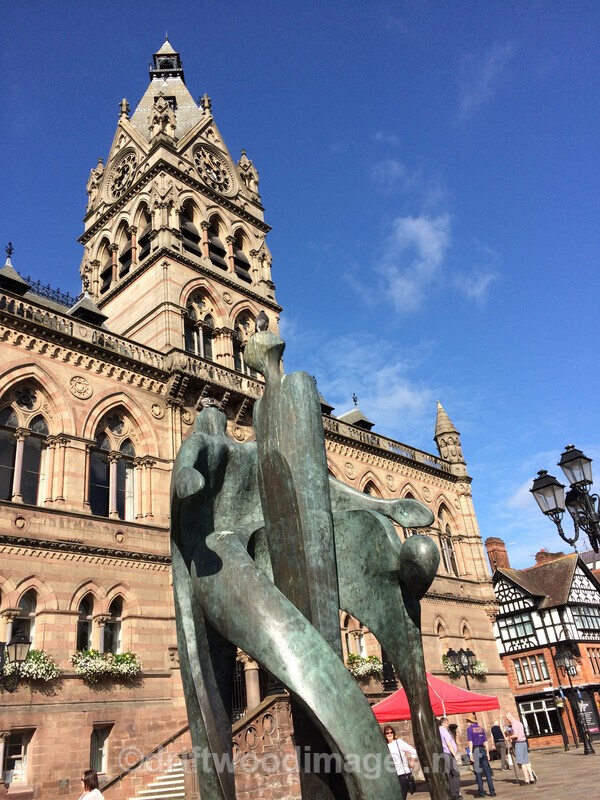 Chester Town Hall and sculpture - Chester City
