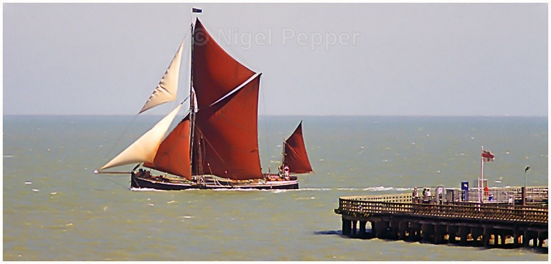 Passing Walton Pier - Thames Sailing Barges and Smacks