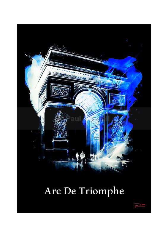 Arc de Triomphe Historical Structures Ink Paintings by Paul Duddell, Whispers & Strokes - Artist, Painter, and Photographer