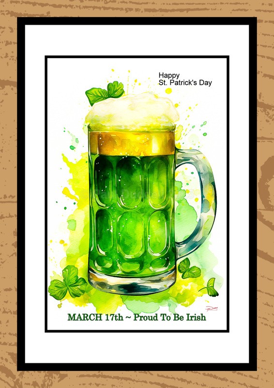 St Patrick's Day Watercolour Paintings - Festive Heartbeat by Artist Paul Duddell