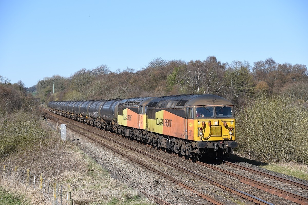 JL - 15.4.21 56105 & 56094 6E32 Preston - Lindsey, Cherry Tree - Lancashire