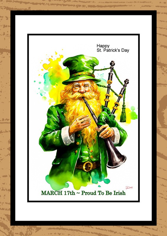 St Patrick's Day Watercolour Paintings - Festive Heartbeat by Artist Paul Duddell